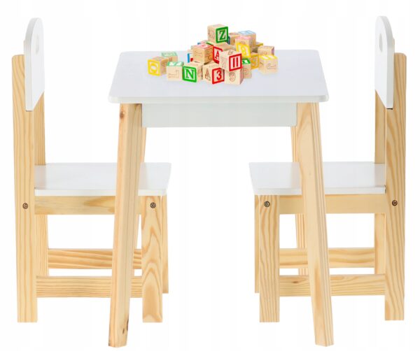 Set mobilier copii Daisy masa si 2 scaune, alb, 60x40x46 cm - Image 7
