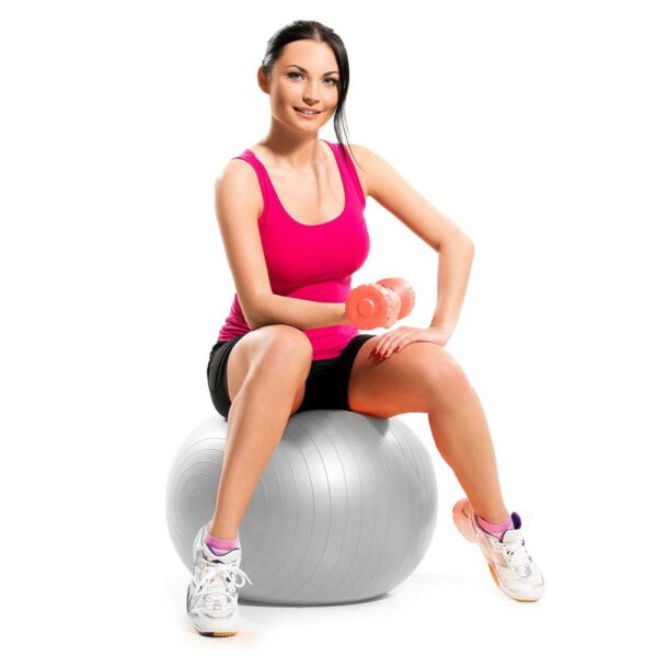 Fitness vagy jóga labda 75 cm, pumpával, szürke - Image 4