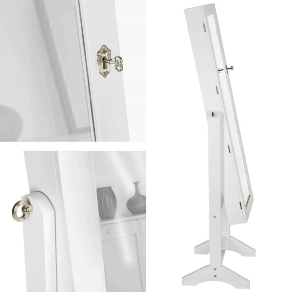 Dulap de toaleta cu oglinda si spatiu de depozitare bijuterii, 35x139cm, alb - Image 10