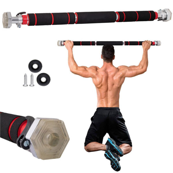 Ajtókeretbe illeszthető húzódzkodó rúd, acélból gumi végekkel, hossza 60-100 cm - Image 6