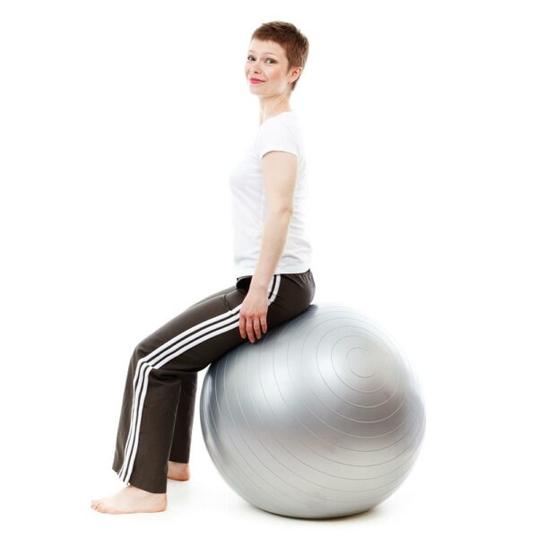 Fitness vagy jóga labda 75 cm, pumpával, szürke - Image 3