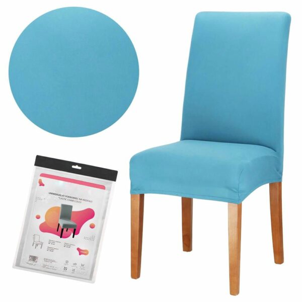 Set 4 huse universale pentru scaun, marime universala, poliester si spandex, albastru deschis - Image 2