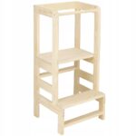 Többfunkciós fa konyhai fellépő, állítható, önszerelhető, natúr