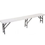 Összecsukható pad kerti vagy vendéglátóipari használatra, HDPDE, 180x24x42cm, fehér