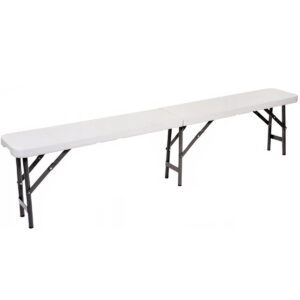 RESIGILAT: Banca pliabila pentru gradina sau catering, HDPDE, 180x24x42cm, alb
