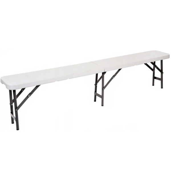 RESIGILAT: Banca pliabila pentru gradina sau catering, HDPDE, 180x24x42cm, alb