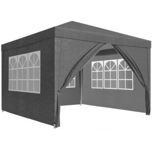 Kerti pavilonsátor, 300x300 cm, 4 oldalfallal ablakos, vízálló, UV-álló, szürke