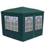 Hatszögletű kerti pavilonsátor, 200x200 cm, ablakos oldalfalakkal, vízálló, UV-álló, zöld