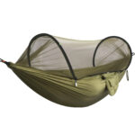 Hamac Sersimo dublu din material parasuta 140x260cm, cu plasa de tantari, verde