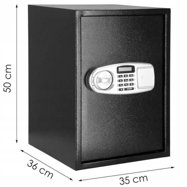 Seif electronic standard cu cifru si cheie, 350x500x360 mm, Otel, Negru - Image 2