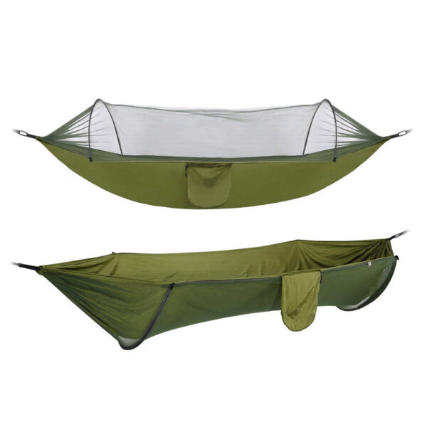 Hamac Sersimo dublu din material parasuta 140x260cm, cu plasa de tantari, verde - Image 2