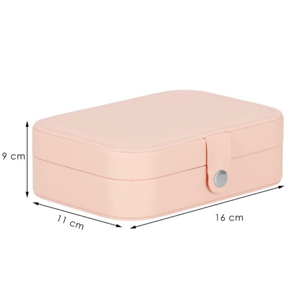 (DL) Cutie depozitare si organizare bijuterii, MDF, piele ecologica, 16 x 11 x 5cm, roz - Image 2