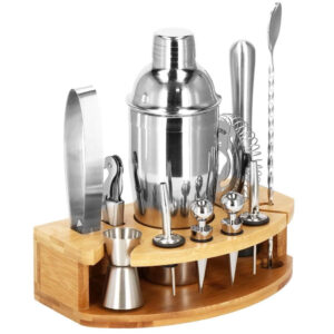 Cocktail Shaker készlet pultosoknak 750 ml, KI12, bambusz tartó, 12 darab
