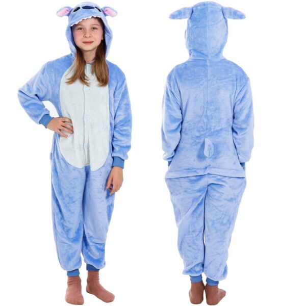 Pijama tip salopeta pentru copii, model stitch, marime 120-130cm - Image 2
