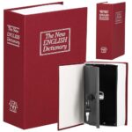 Értékes doboz, fém doboz kulccsal, hordozható, könyvtípus, Szótár, bordó, 26,5x20x6,5 cm