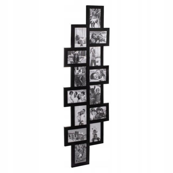 Rama foto de perete, colaj de 14 fotografii, 36x118cm, negru - Image 2
