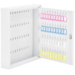 ÚJRACSOMAGOLT TERMÉK: Fém acél doboz 80 kulcshoz, felszerelt, 45x38x8cm, fehér