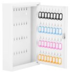 Fém kulcsszekrény acélból, 64 kulcshoz, felszerelve, 45x30x8 cm, fehér