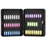 Kulcstároló doboz 48 kulcshoz, falra szerelhető, 30x24x7,5cm, fekete