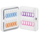 Fém kulcsszekrény 48 kulcshoz, felszerelve, 25x20x7,5 cm, fehér