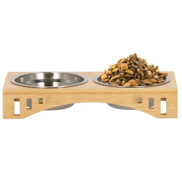 Set de 2 castroane din inox cu suport de bambus, 2x14cm - Image 2