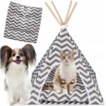 Beltéri sátor kutyáknak, macskáknak és nyusziknak, szürke fehérrel, 50x40x60cm