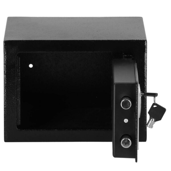 Standard elektronikus széf kóddal és kulccsal, 170x230x170 mm, Acél, Fekete - Image 10