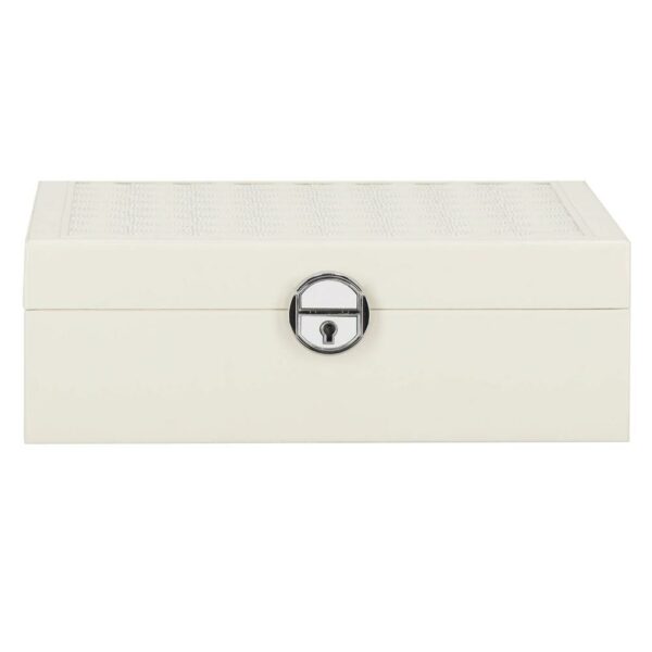 (DL) Cutie depozitare si organizare bijuterii, MDF, piele ecologica, 25 x 25 x 8,5cm, crem deschis - Image 11