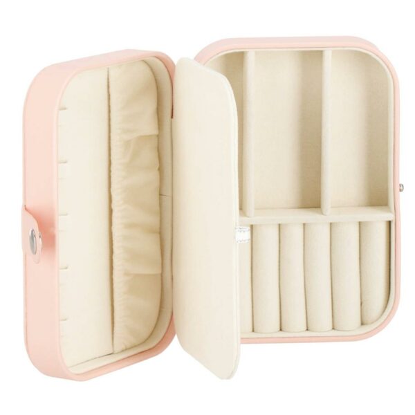 (DL) Cutie depozitare si organizare bijuterii, MDF, piele ecologica, 16 x 11 x 5cm, roz - Image 10