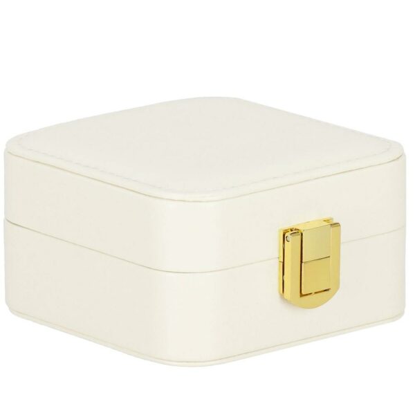 (DL) Cutie depozitare si organizare bijuterii, MDF, piele ecologica, 10 x 10 x 5cm, crem - Image 10