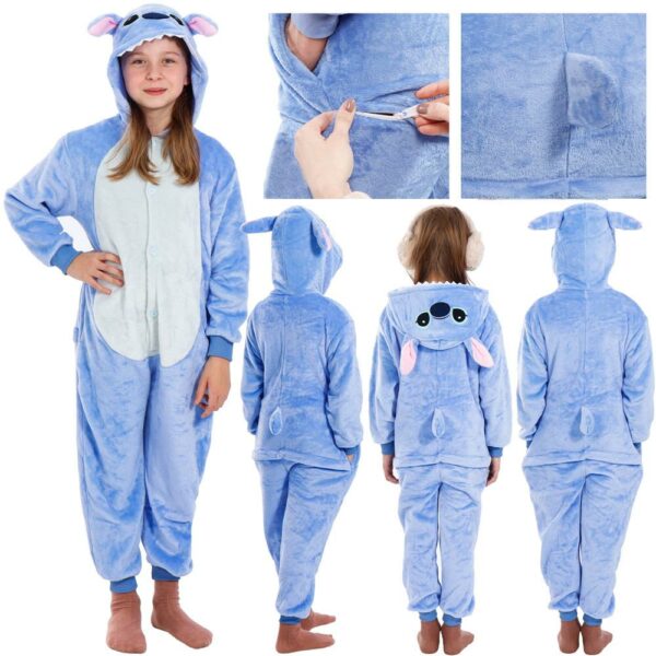Pijama tip salopeta pentru copii, model stitch, marime 120-130cm - Image 11
