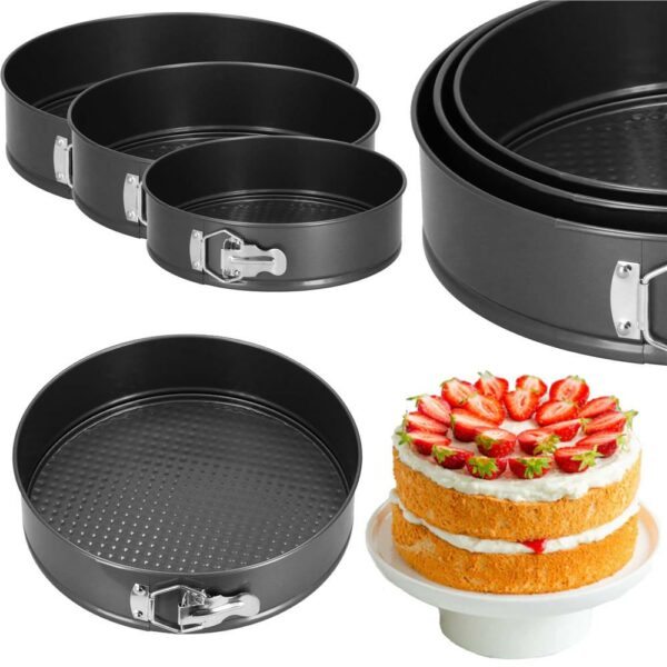 3 db sütőforma készlet, 27, 25 és 23 cm, kivehető aljú, szürke - Image 11
