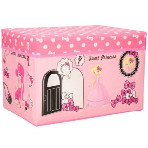 Cutie depozitare jucarii, pliabila cu capac, model printese, 48x30x29cm, roz