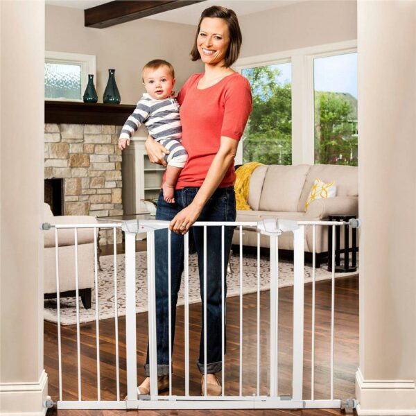 Biztonsági kapu lépcsőhöz, állítható 97-106 cm, acélból, fehér - Image 9