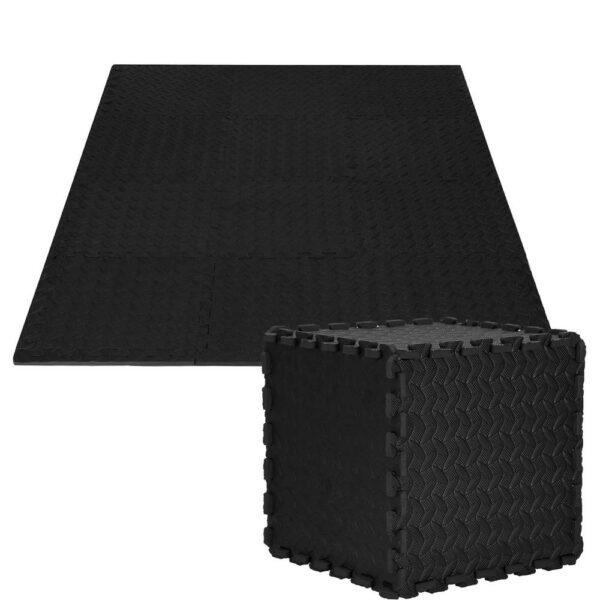 Covor din spuma pentru copii, tip puzzle, 12 piese, termoizolant, 118x90 cm, negru - Image 10