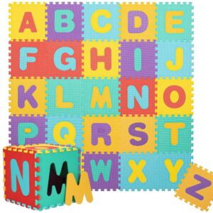 Habszivacs matrac gyerekeknek, ábécés puzzle típusú, 61 db, hőszigetelő, 170x150 cm, többszínű