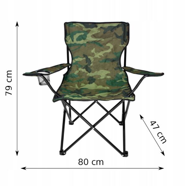 Scaun pliabil camping sau pescuit Sersimo, suport pahar, camuflaj - Image 10