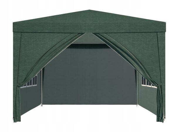 Kerti pavilonsátor, 300x300 cm, 4 oldalfallal ablakos, vízálló, UV-álló, zöld - Image 13