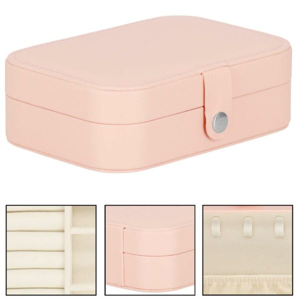 (DL) Cutie depozitare si organizare bijuterii, MDF, piele ecologica, 16 x 11 x 5cm, roz - Image 11