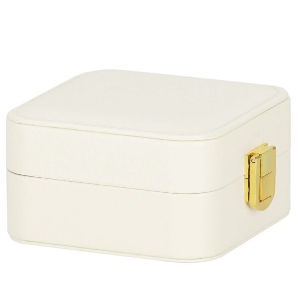 (DL) Cutie depozitare si organizare bijuterii, MDF, piele ecologica, 10 x 10 x 5cm, crem - Image 11