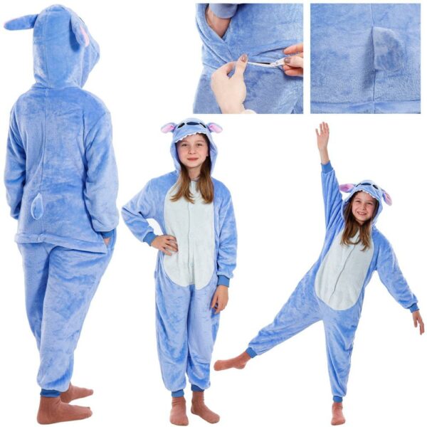 Pijama tip salopeta pentru copii, model stitch, marime 120-130cm - Image 12