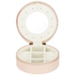 (DL) Ékszertároló és rendszerező doboz, MDF, ökobőr, 11 x 5 cm, világos rózsaszín