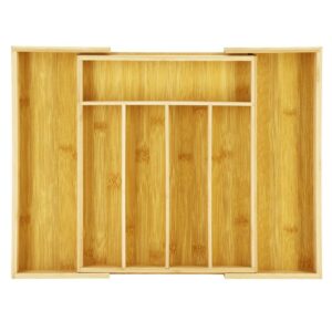 Organizator tacamuri si ustensile bucatarie, bambus, extensibil 28-45x33x5cm