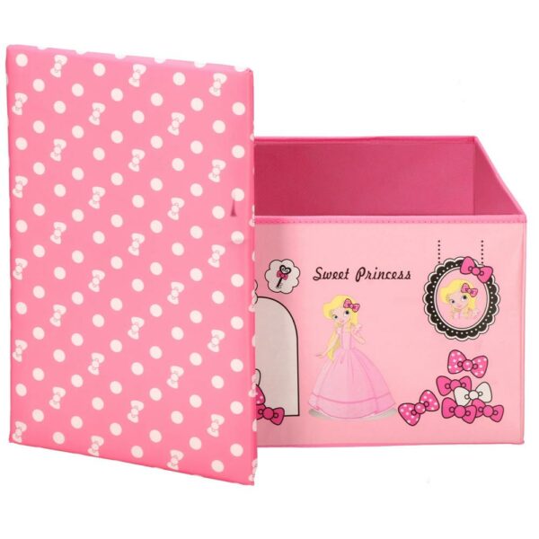Cutie depozitare jucarii, pliabila cu capac, model printese, 48x30x29cm, roz - Image 11