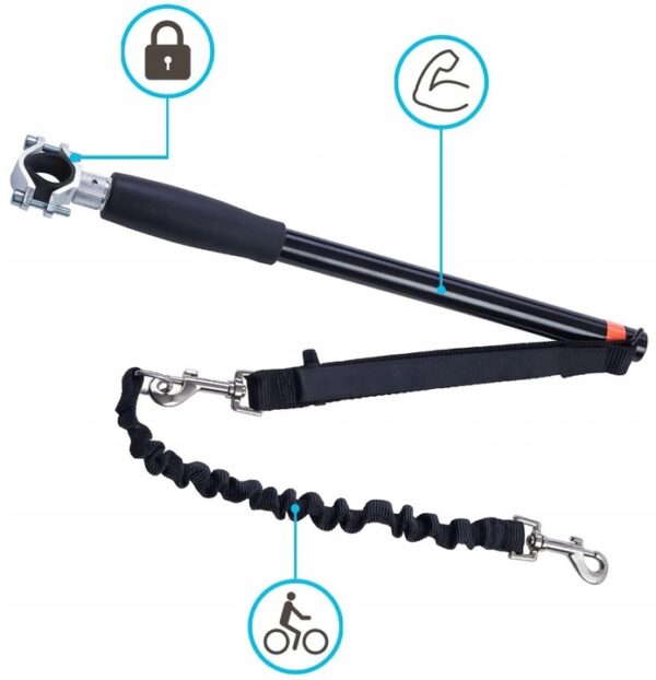 Lesa hands-free de caini pentru bicicleta, Sersimo, Negru - Image 3