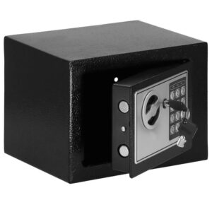Standard elektronikus széf kóddal és kulccsal, 170x230x170 mm, Acél, Fekete