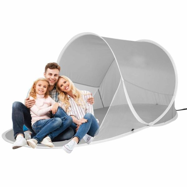 Cort plaja si picnic semi-deschis Sersimo, protectie UV, 190x100x90cm, gri - Image 15
