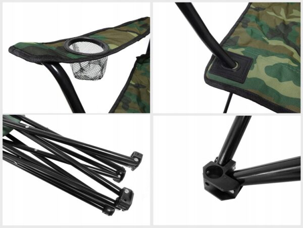 Scaun pliabil camping sau pescuit Sersimo, suport pahar, camuflaj - Image 11