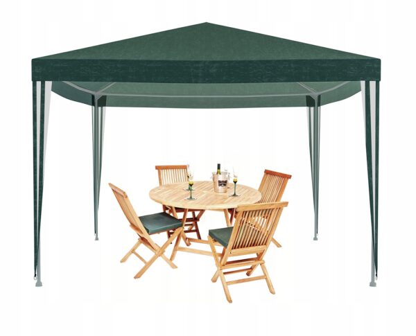 Cort pavilion de gradina, 300x300 cm, impermeabil cu rezistenta UV, verde - Image 12