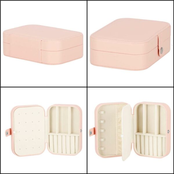 (DL) Cutie depozitare si organizare bijuterii, MDF, piele ecologica, 16 x 11 x 5cm, roz - Image 12
